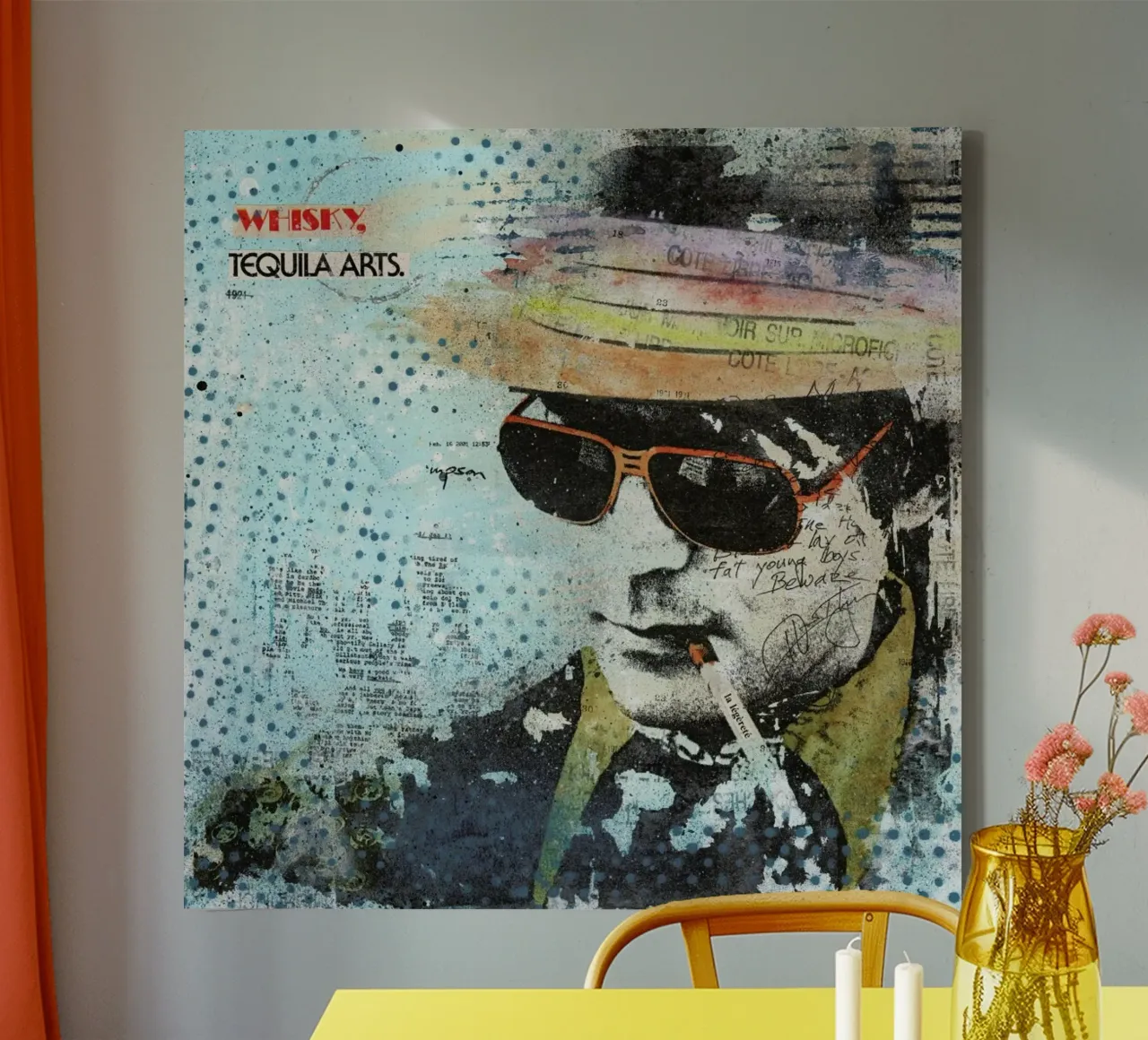 Hunter S Thompson canvas met Baklijst van Tameo
