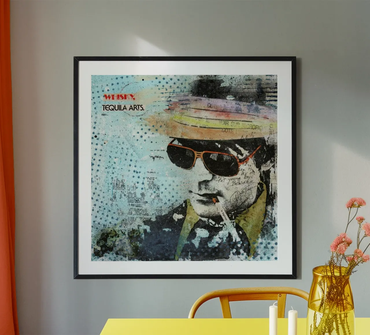 Hunter S Thompson poster con telaio in plastica da Tameo