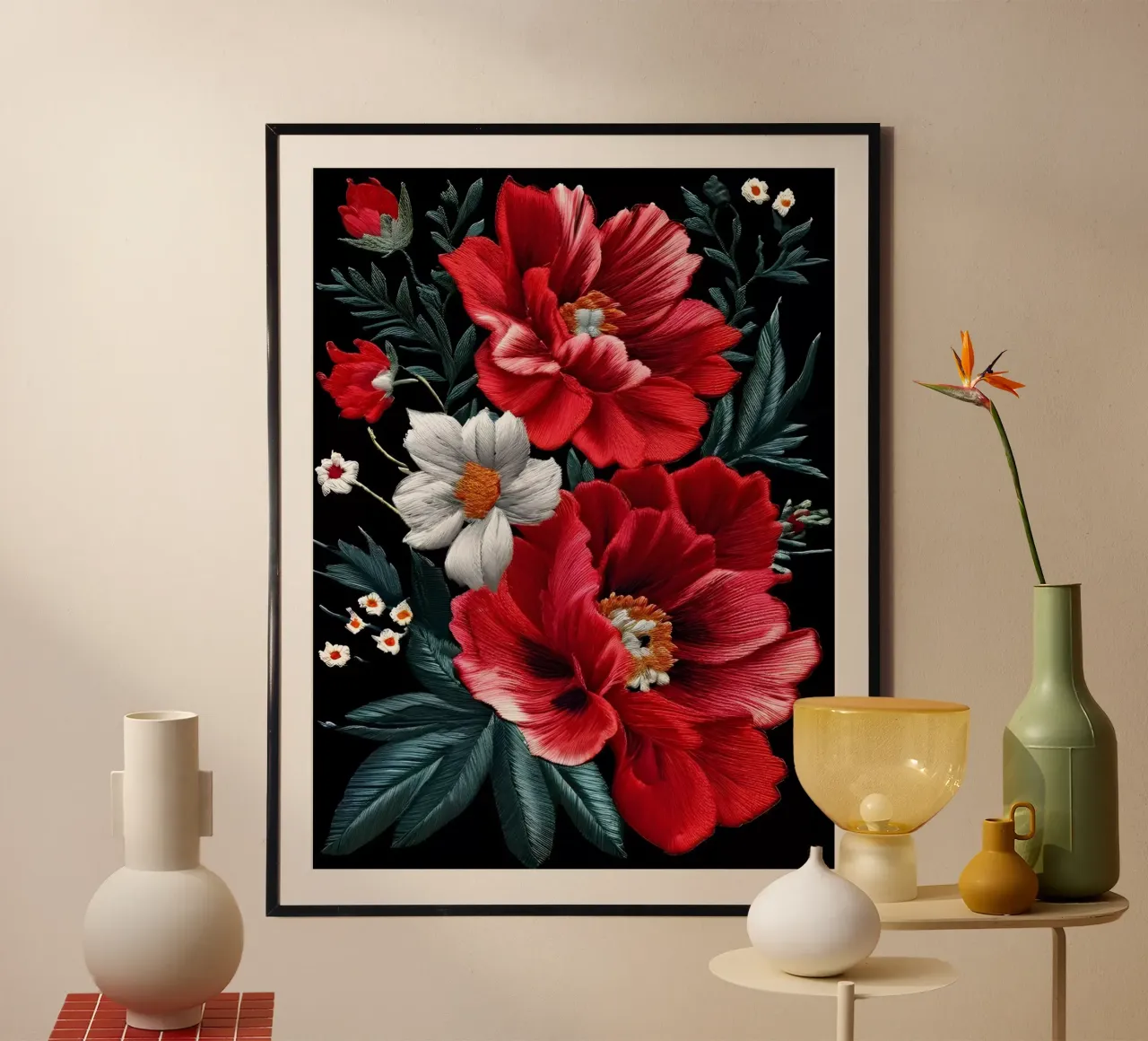 Gestickter Floraler Wandteppich Poster von Artistic-shop