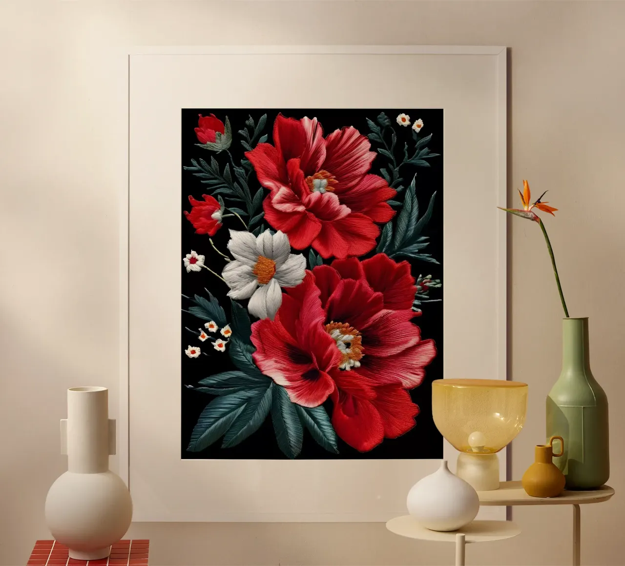 Gestickter Floraler Wandteppich Poster von Artistic-shop