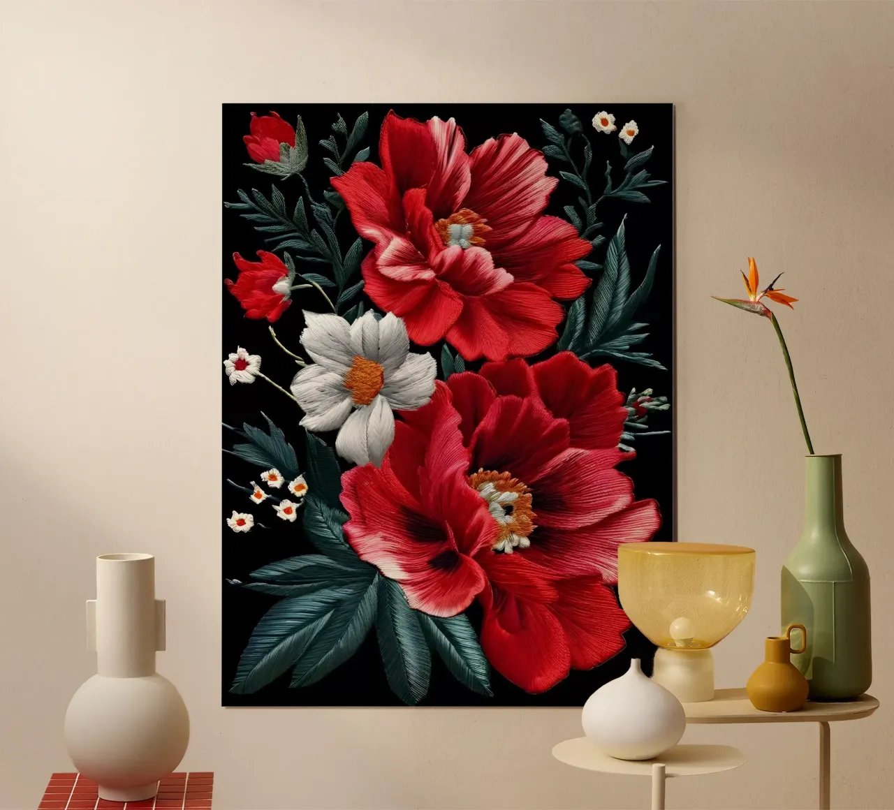 Gestickter Floraler Wandteppich Poster von Artistic-shop