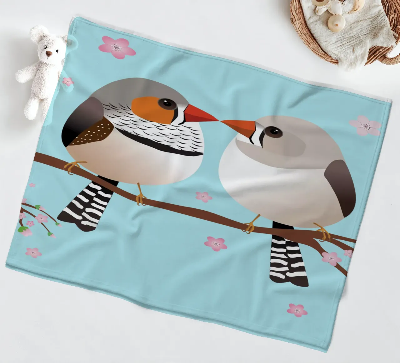 A cute couple of egg shaped zebra finches fleece blanket by BwiseLizzy