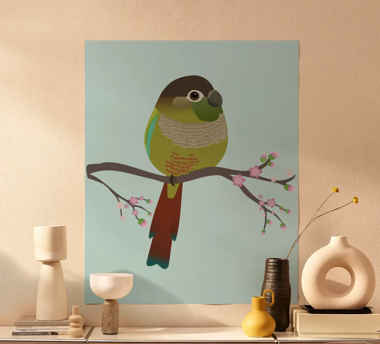 Conure à joues vertes en forme d'œuf hahnemühle de BwiseLizzy