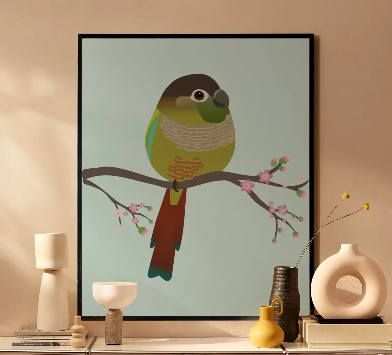 Conure à joues vertes en forme d'œuf hahnemühle de BwiseLizzy