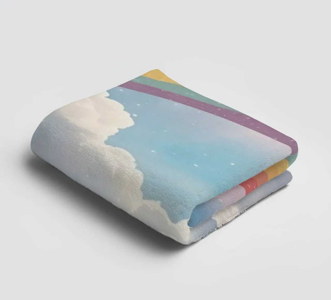 Dreams Rainbow over Clouds in Starry Sky towel by DesignDoodle