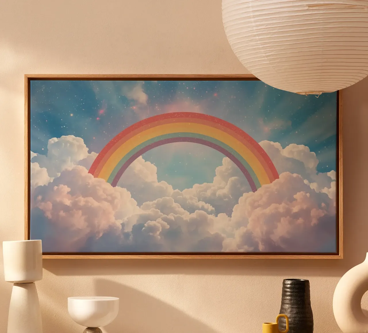 Dreams Rainbow over Clouds in Starry Sky canvas by DesignDoodle