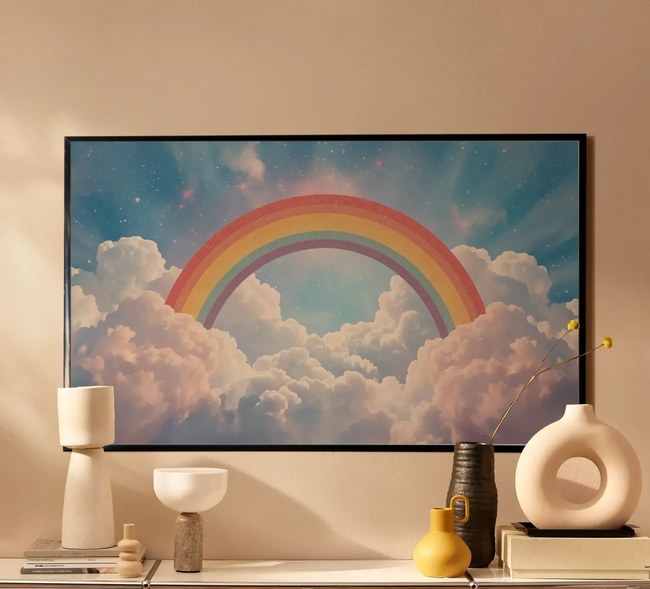 Dreams Rainbow over Clouds in Starry Sky hahnemühle by DesignDoodle
