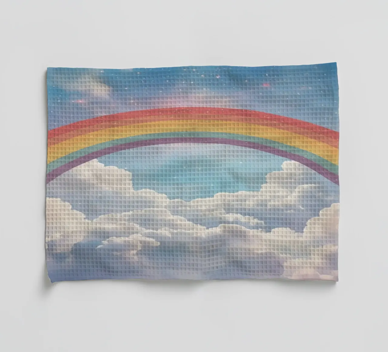 Rêves Arc-en-ciel sur des nuages dans un ciel étoilé torchon de DesignDoodle
