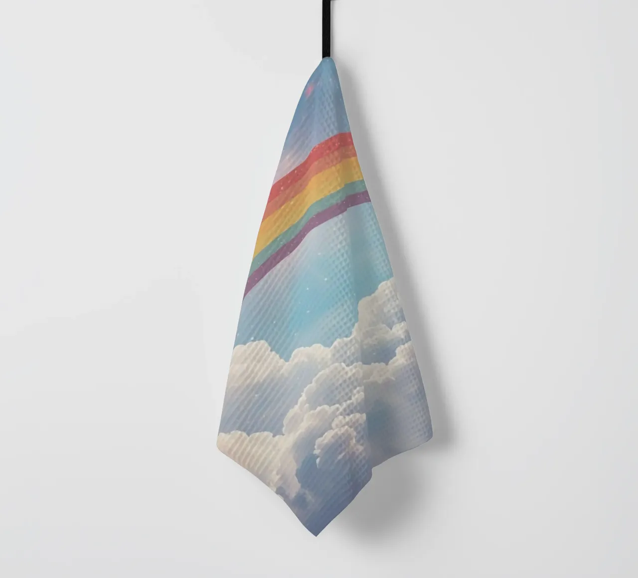 Rêves Arc-en-ciel sur des nuages dans un ciel étoilé torchon de DesignDoodle