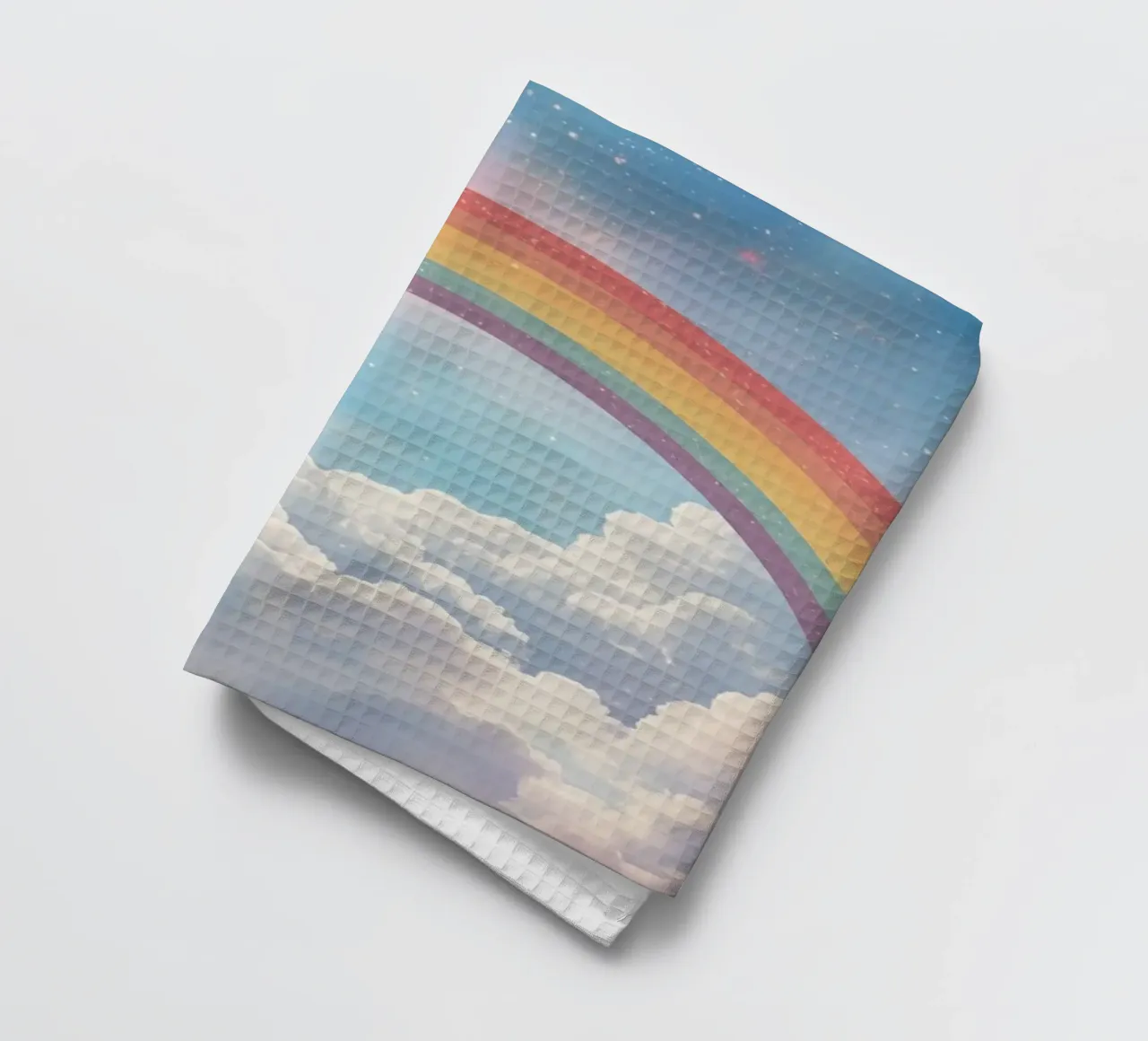 Rêves Arc-en-ciel sur des nuages dans un ciel étoilé torchon de DesignDoodle