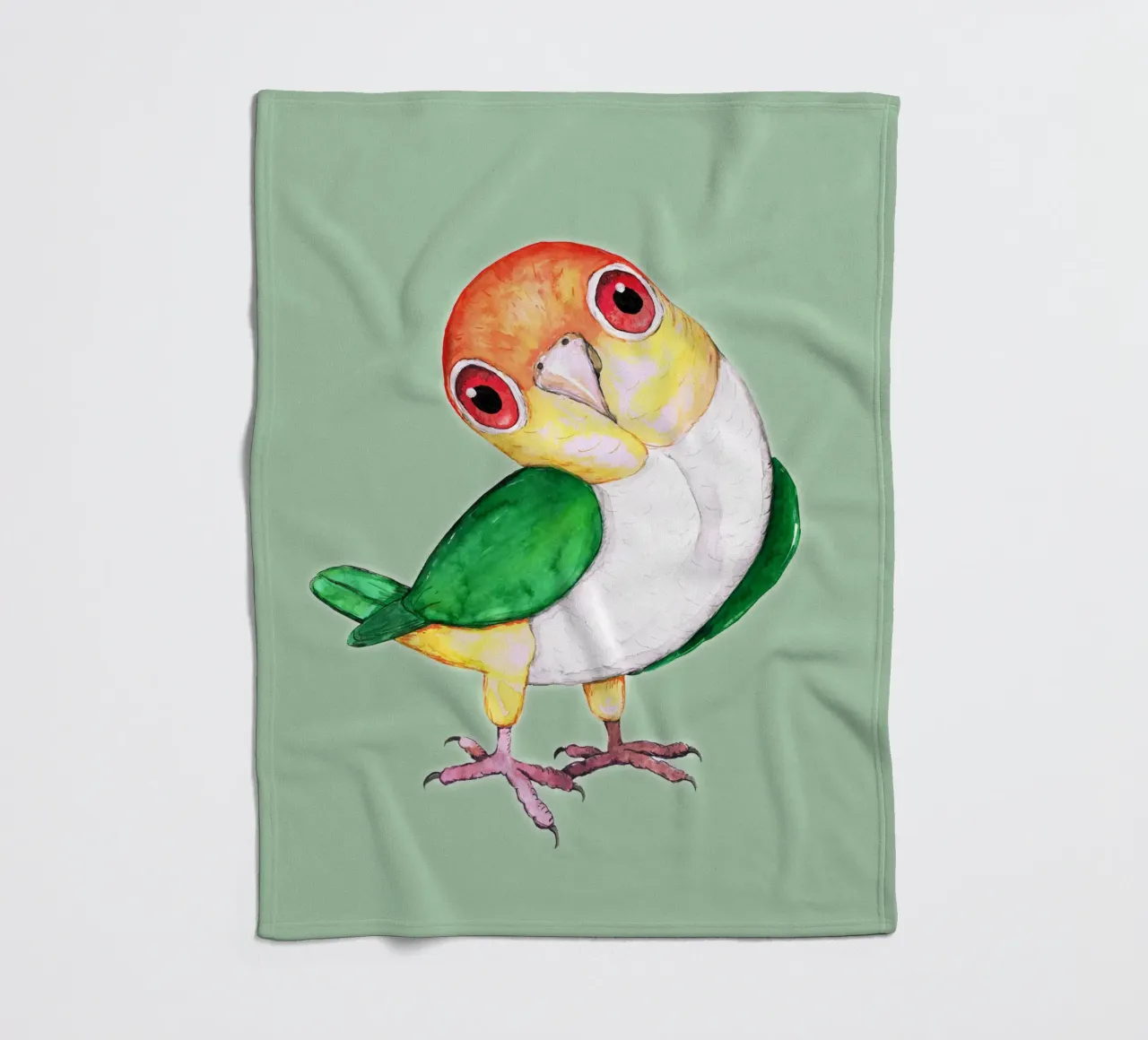 White bellied caique fleece blanket by BwiseLizzy