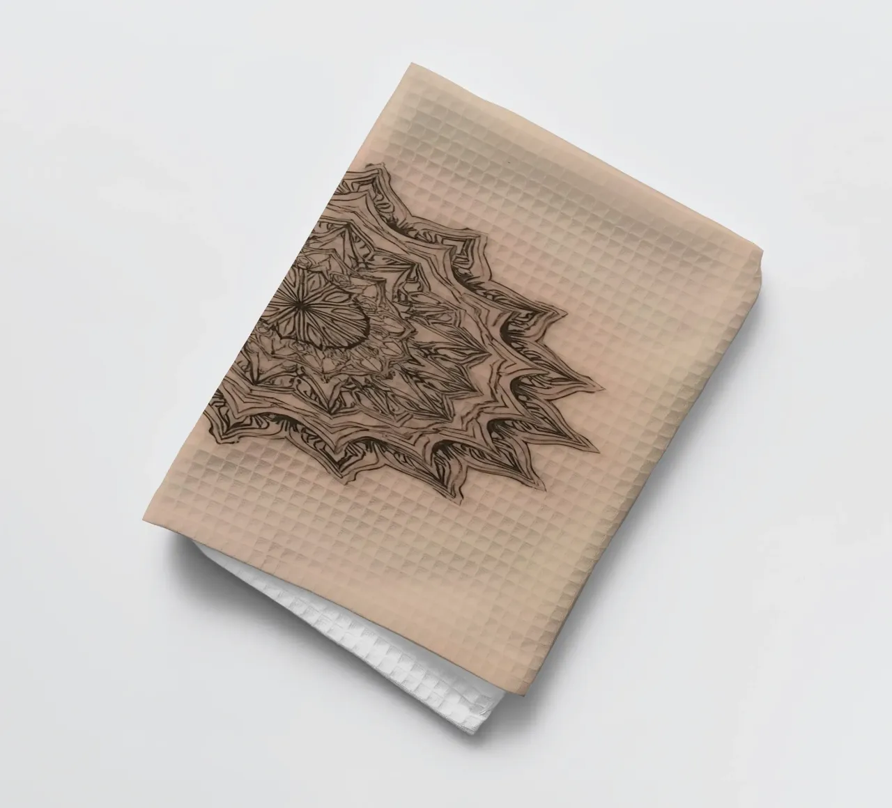 Mandala simmetrico su sfondo color pesca canovaccio da cucina da DesignDoodle
