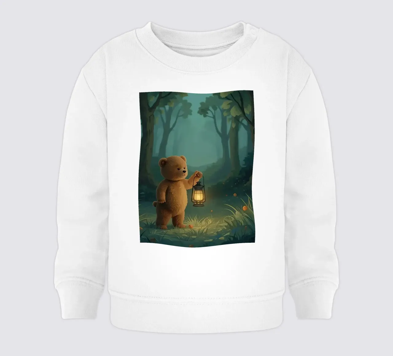 Orsacchiotto smarrito che tiene una lanterna nella foresta felpa neonato da DesignDoodle