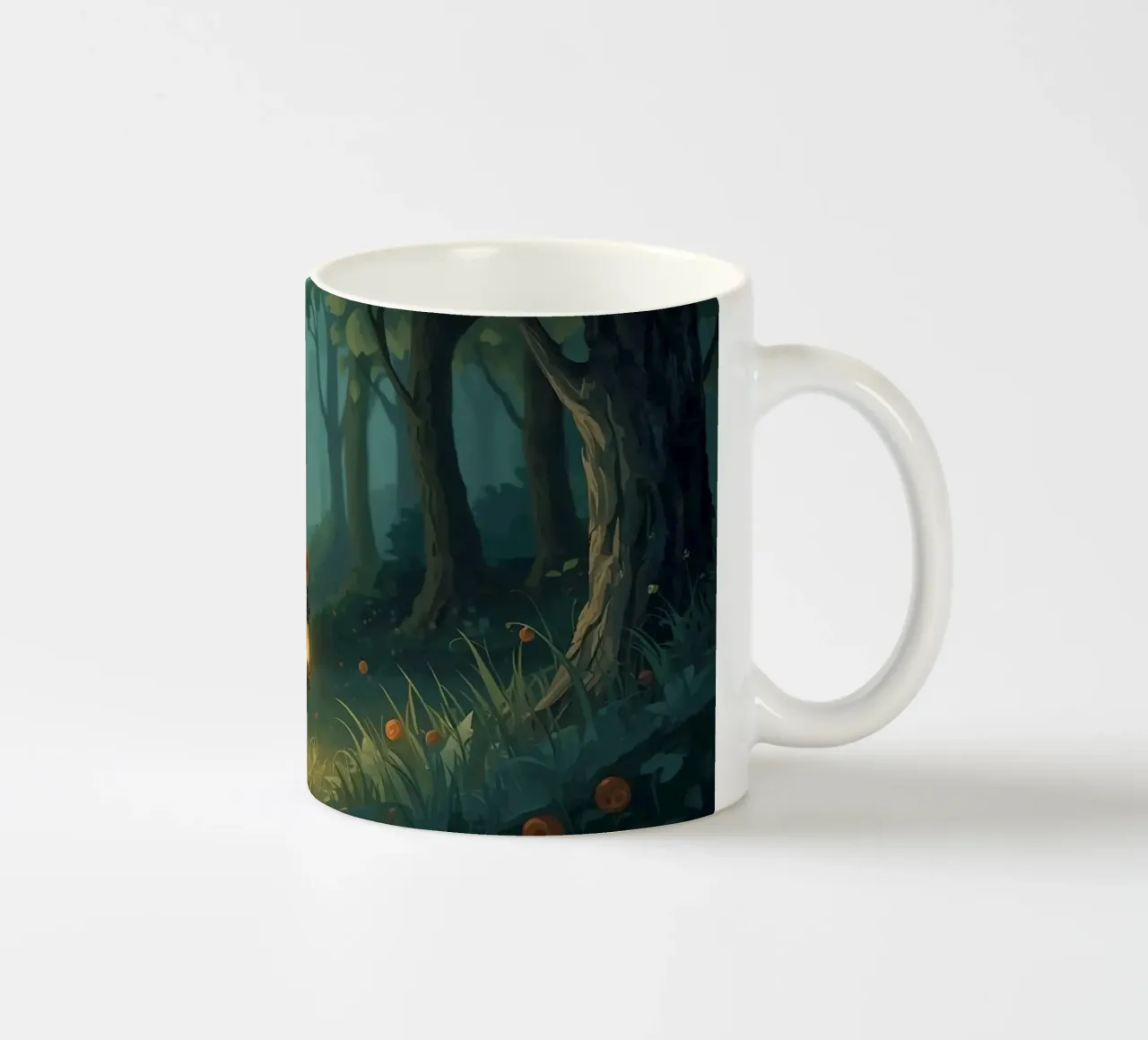 Orsacchiotto smarrito che tiene una lanterna nella foresta tazza in ceramica da DesignDoodle