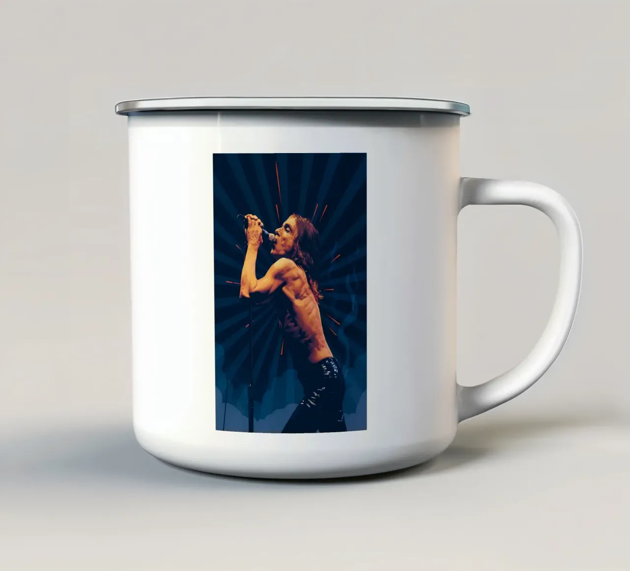 Iggy Pop, la leggenda tazza in smalto da Lembayung art