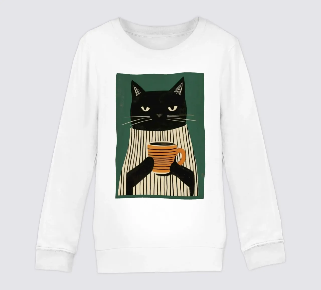 Gatto nero beve caffè felpa bambino da igoshartwrks