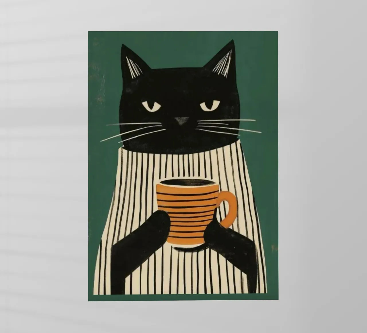 Gatto nero beve caffè pellicola backlit da igoshartwrks