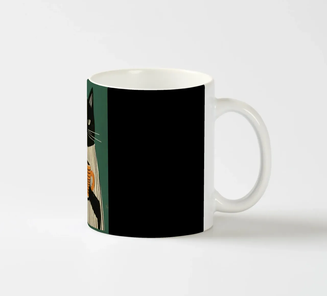 Gatto nero beve caffè tazza in ceramica da igoshartwrks