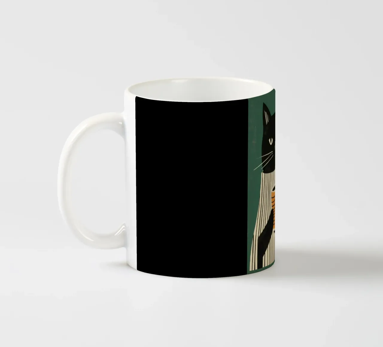 Gatto nero beve caffè tazza in ceramica da igoshartwrks