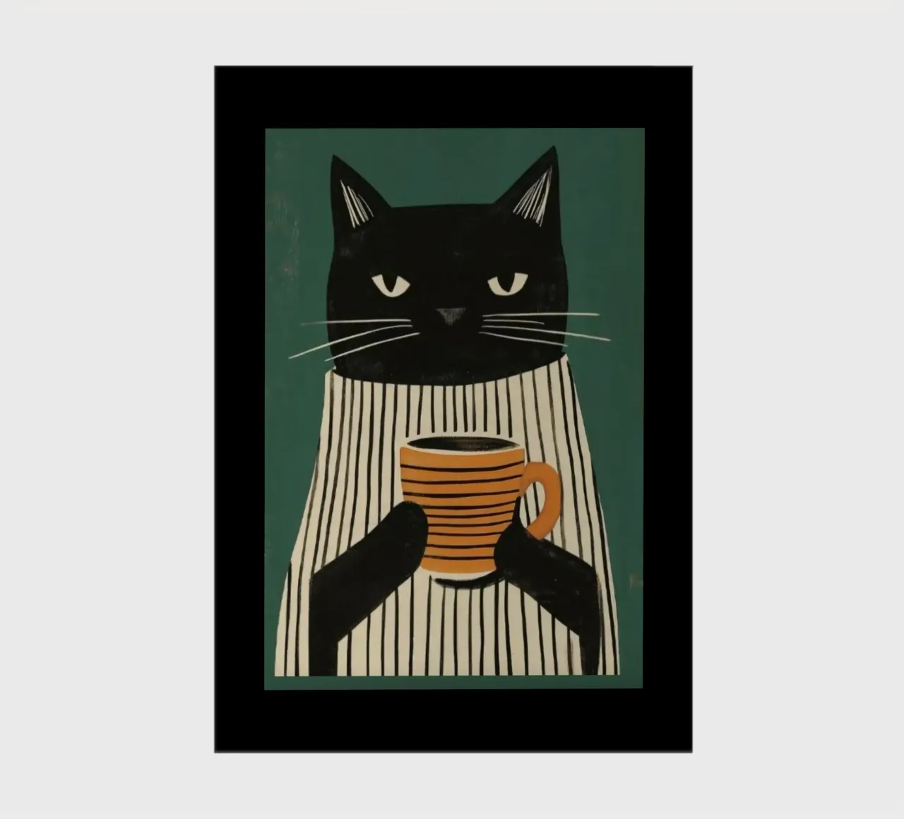 Gatto nero beve caffè diario da igoshartwrks