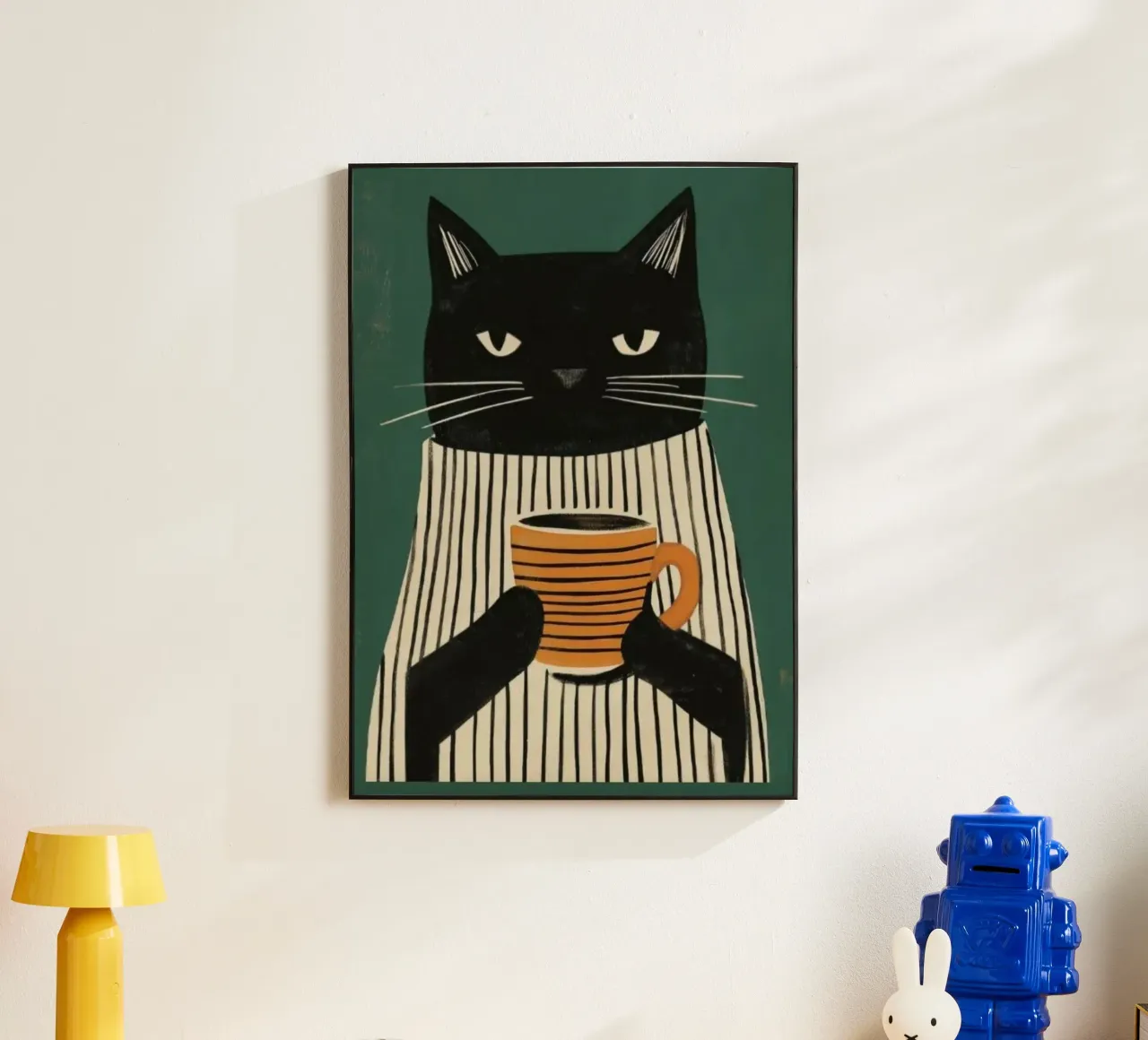 Gatto nero beve caffè pannello forex da igoshartwrks