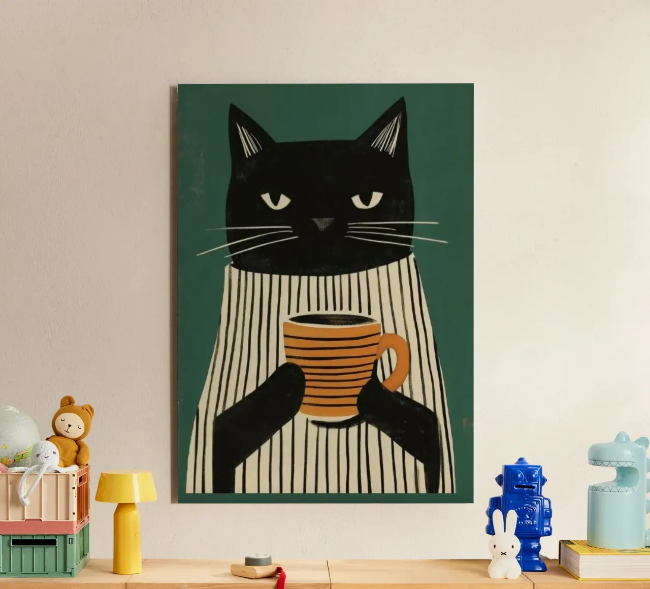 Gatto nero beve caffè pannello forex da igoshartwrks