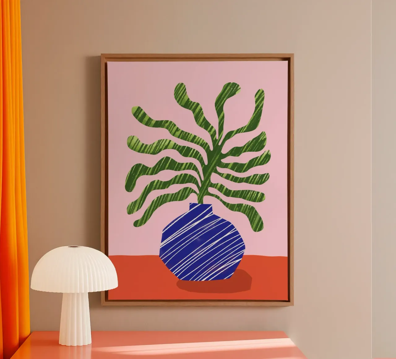 Pianta e vaso Matisse tela con Cornice a cassetta da Kim Hubball Studio