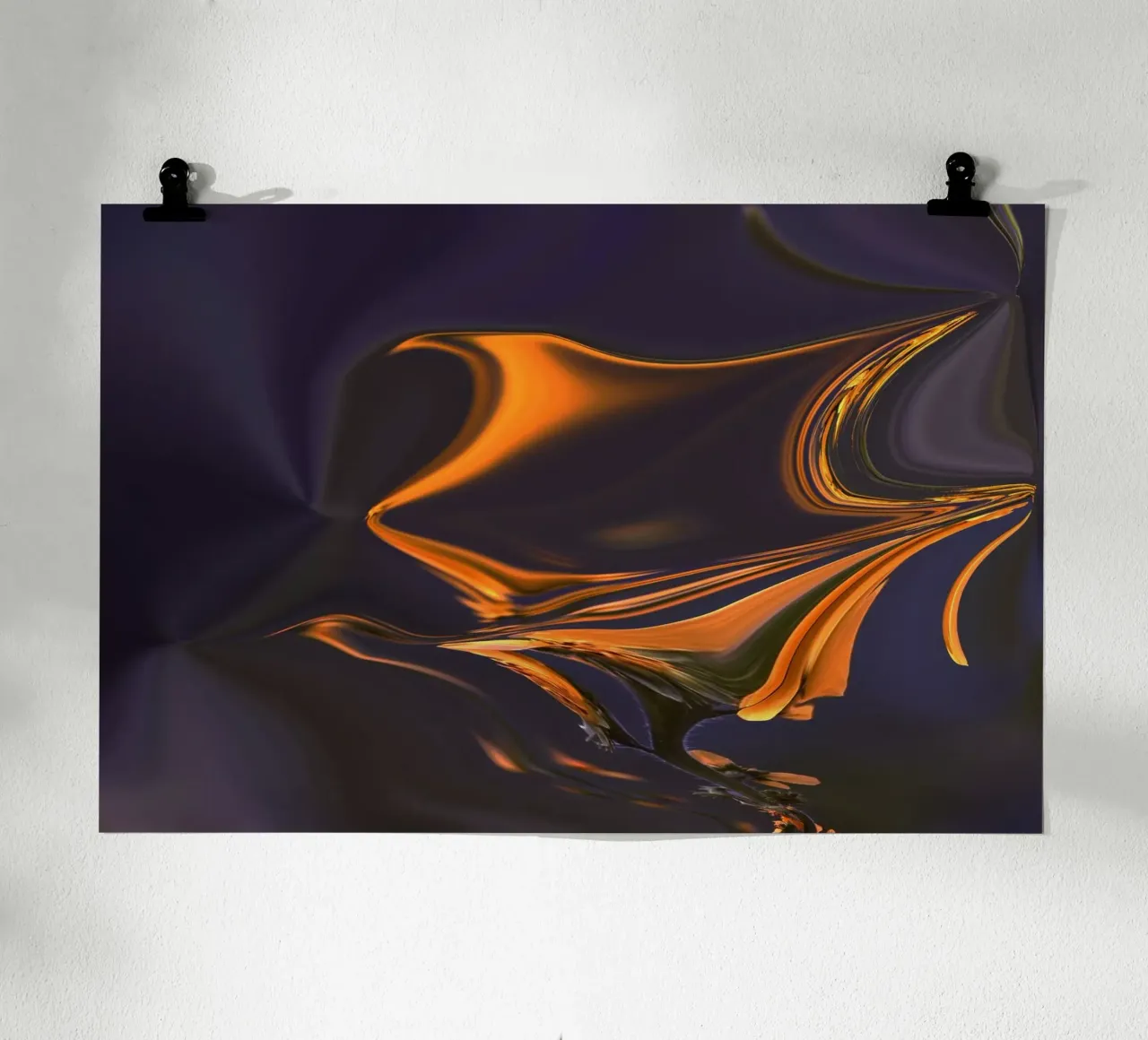 Motivo astratto in arancione, blu e viola. poster con telaio in alluminio da Something for you