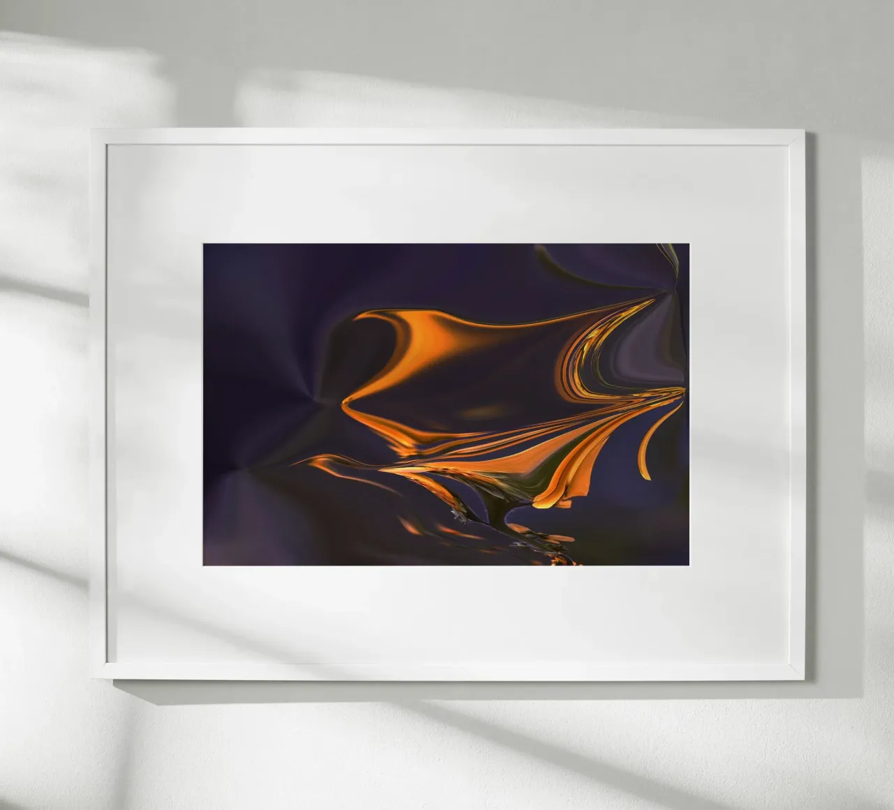 Motivo astratto in arancione, blu e viola. poster con telaio in alluminio da Something for you