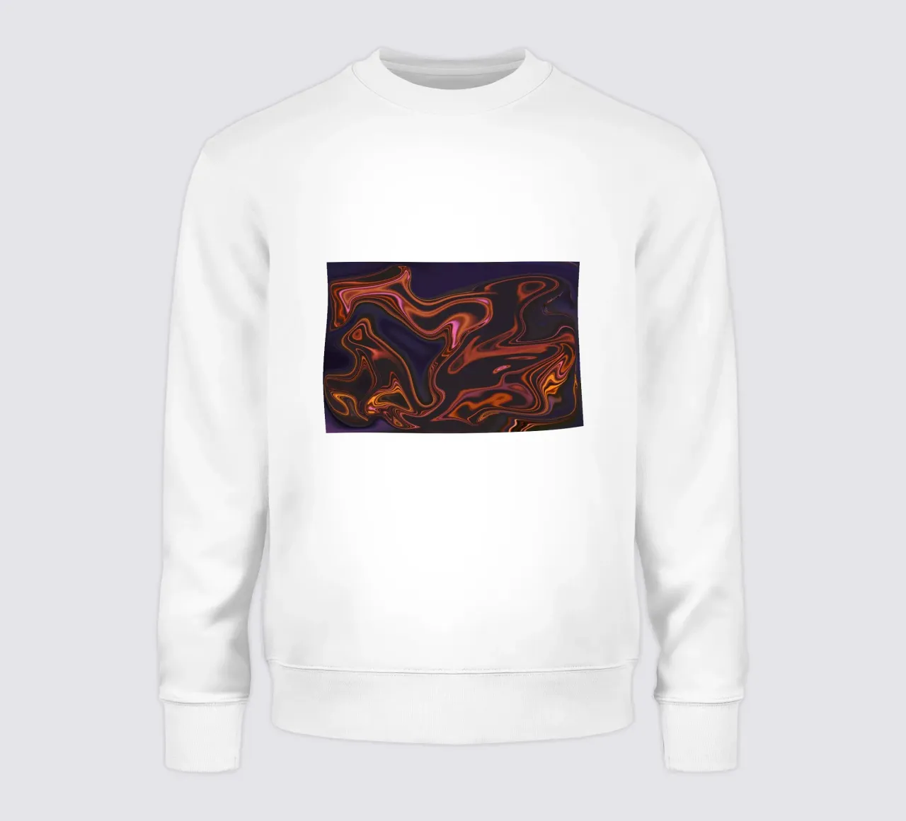Abstract dynamic pattern in orange, pink, blue and purple sweatshirt by Something for you