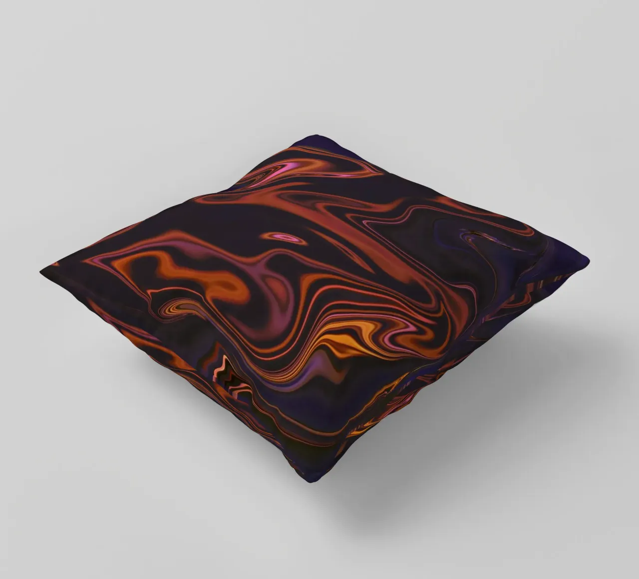 Abstract dynamic pattern in orange, pink, blue and purple decorative cushion by Something for you