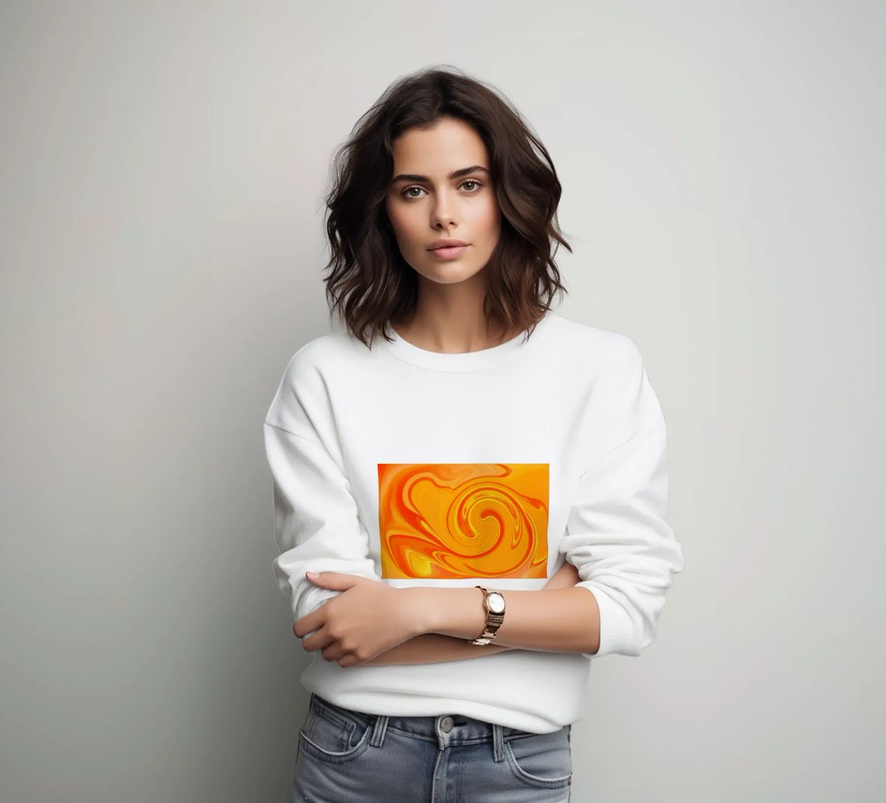 Abstract dynamic pattern in yellow, orange and red. sweatshirt by Something for you