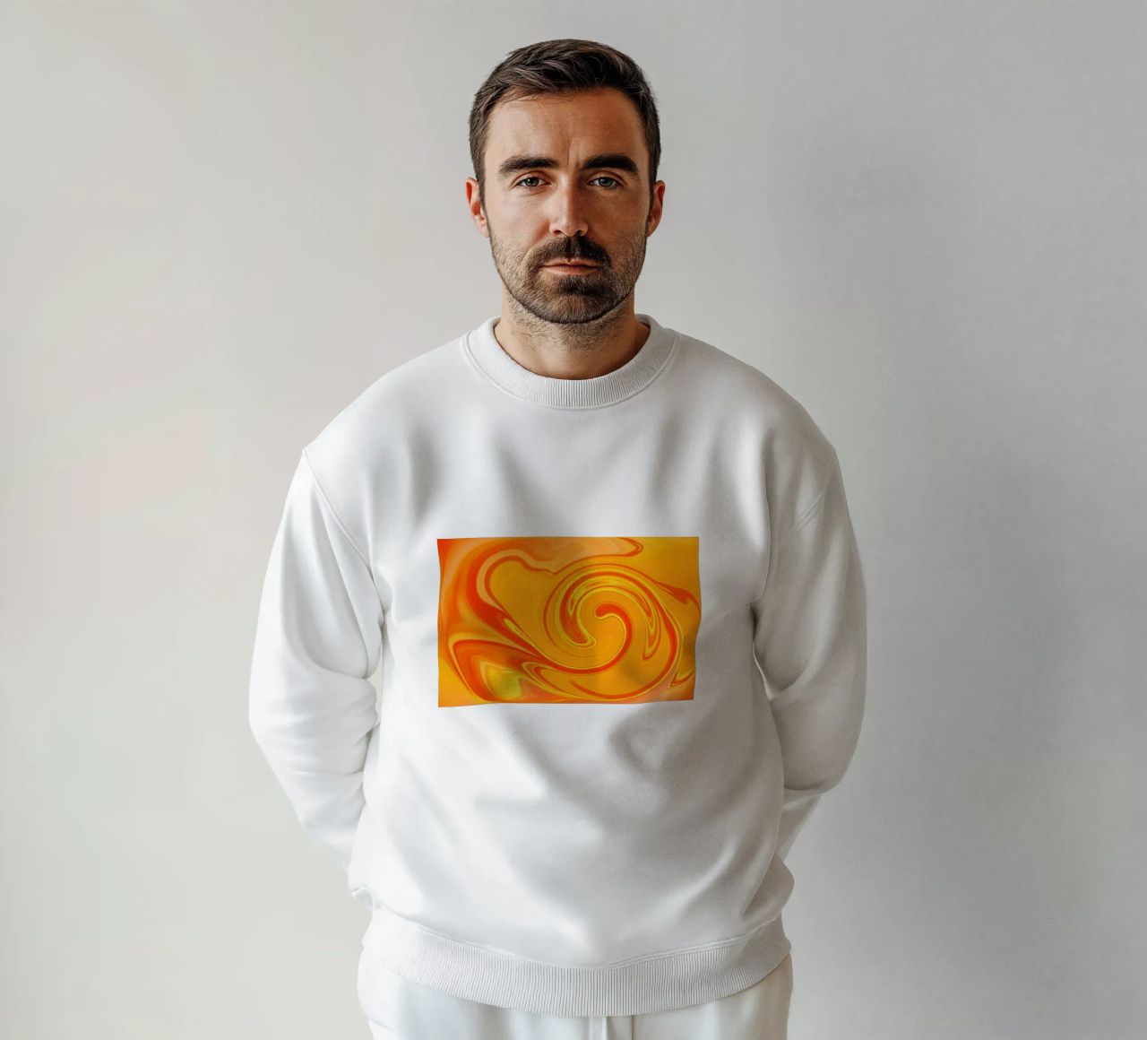 Abstract dynamic pattern in yellow, orange and red. sweatshirt by Something for you