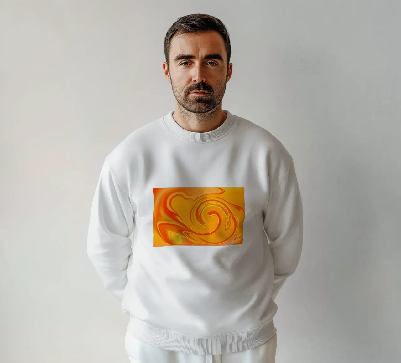 Abstract dynamic pattern in yellow, orange and red. sweatshirt by Something for you