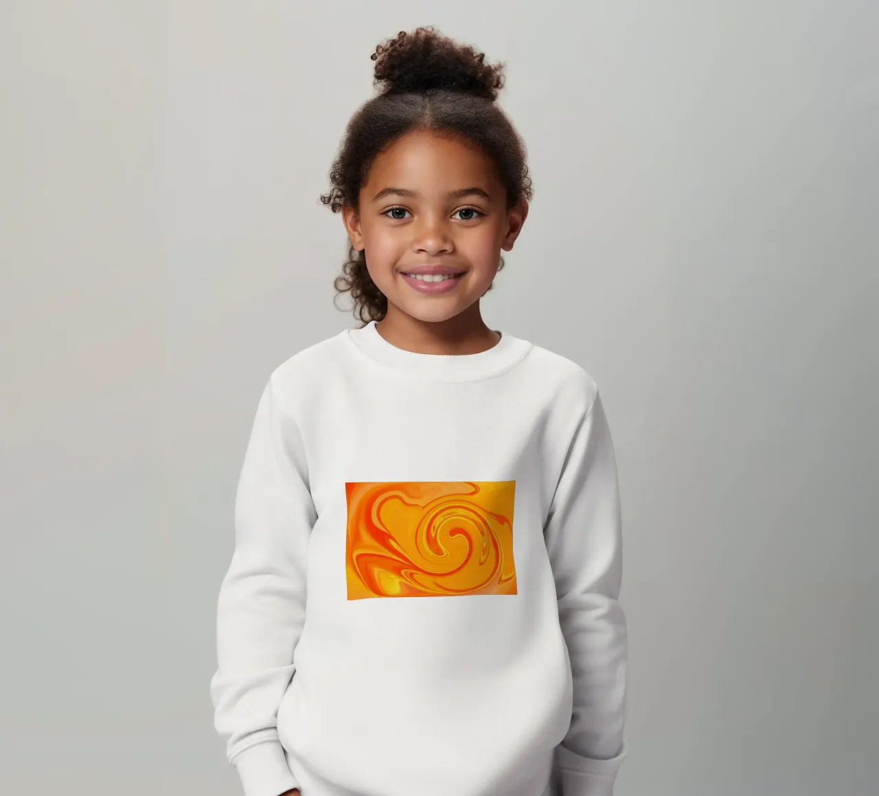 Abstract dynamic pattern in yellow, orange and red. kids sweatshirt by Something for you