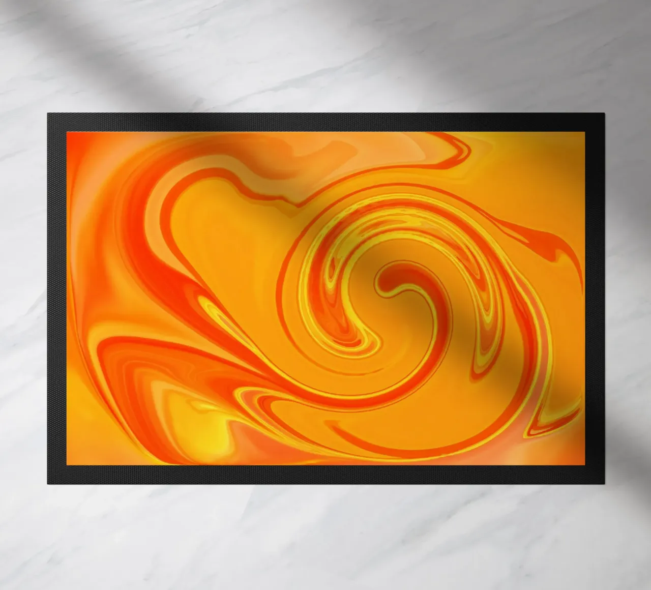Abstract dynamic pattern in yellow, orange and red. doormat by Something for you