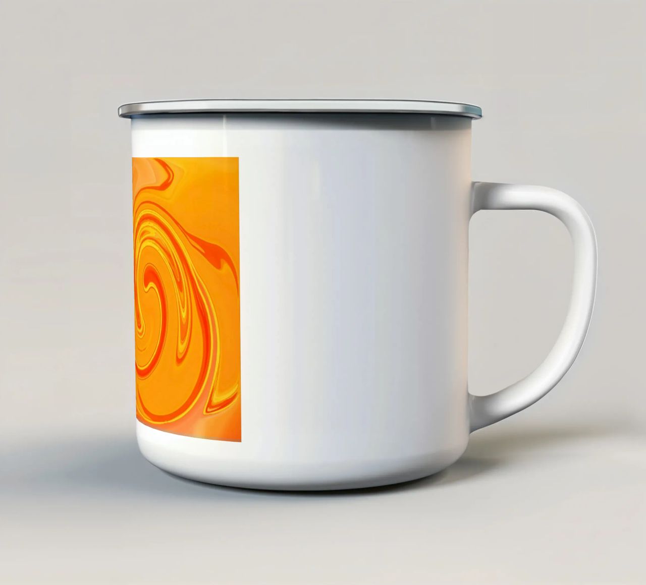Abstract dynamic pattern in yellow, orange and red. enamel mug by Something for you