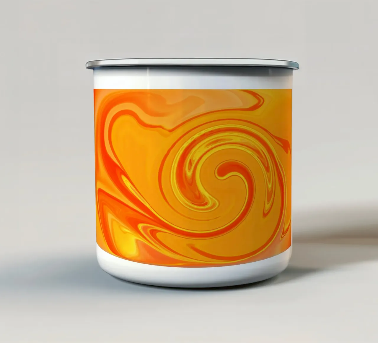 Motif dynamique abstrait en jaune, orange et rouge. mug en émail de Something for you