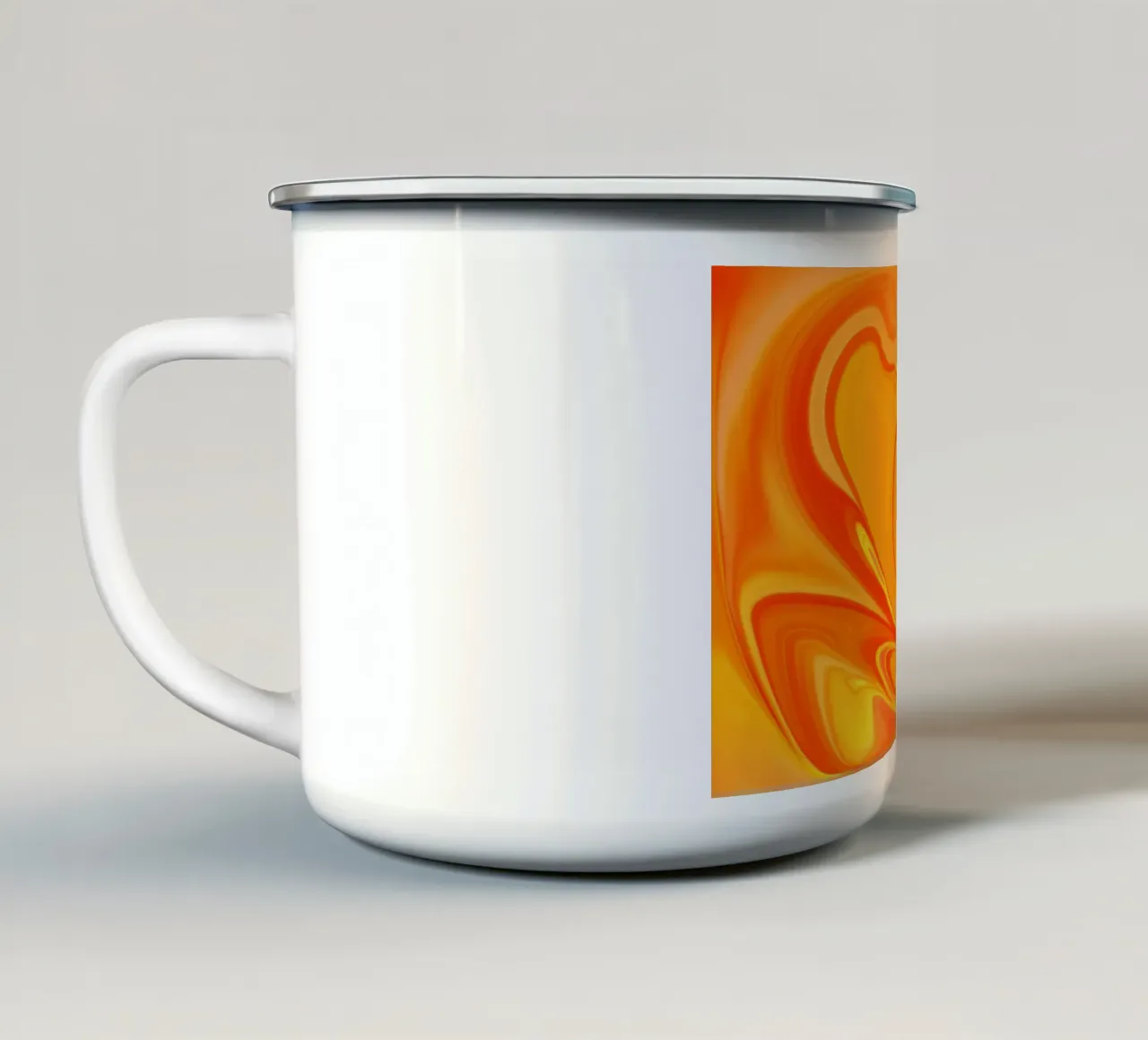 Motif dynamique abstrait en jaune, orange et rouge. mug en émail de Something for you