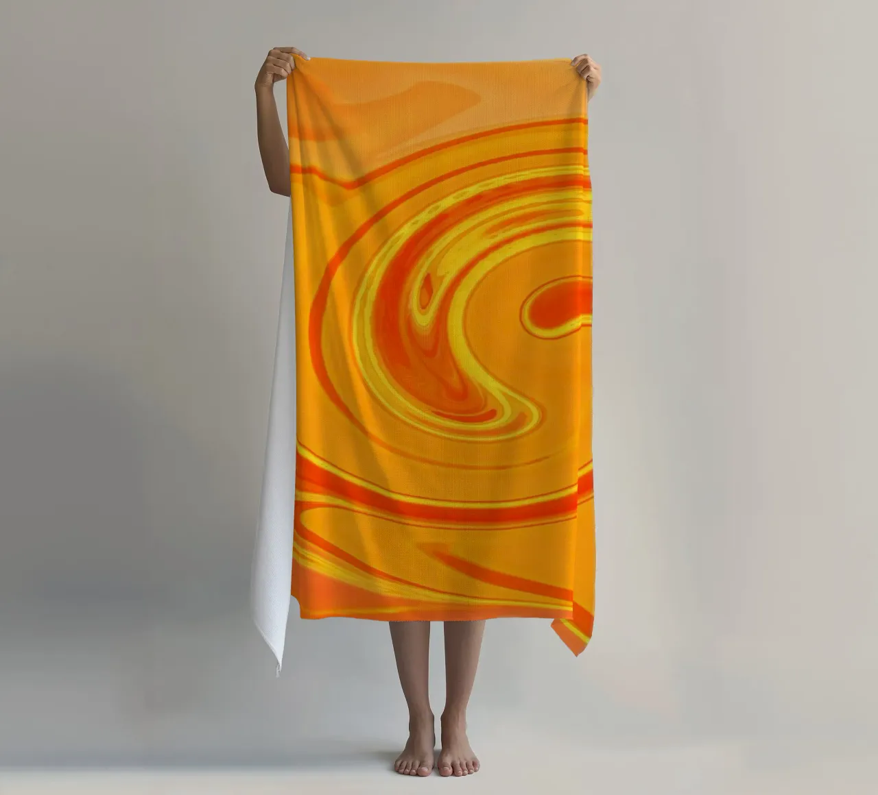 Abstract dynamic pattern in yellow, orange and red. beach towel by Something for you