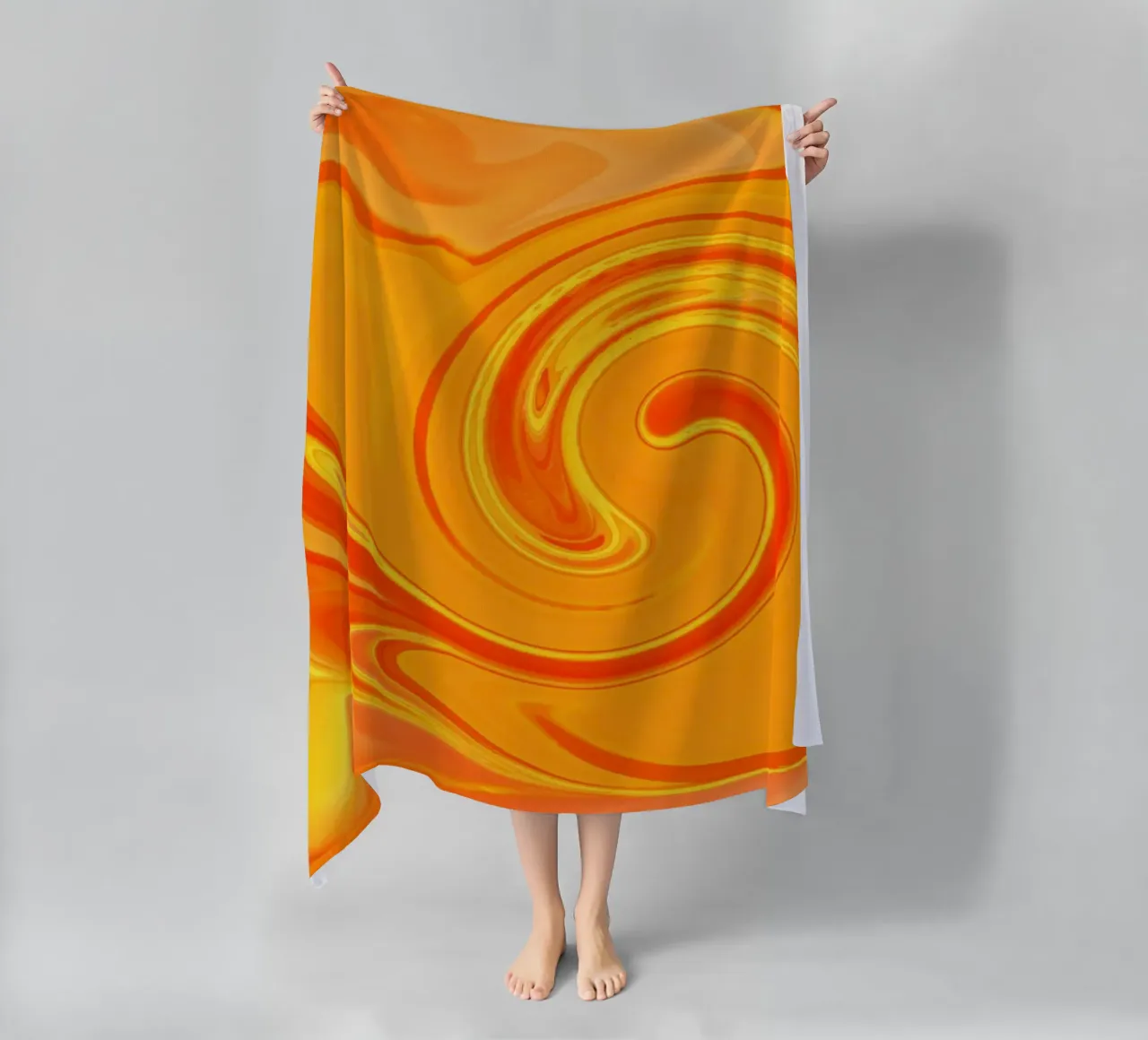 Abstract dynamic pattern in yellow, orange and red. beach towel by Something for you
