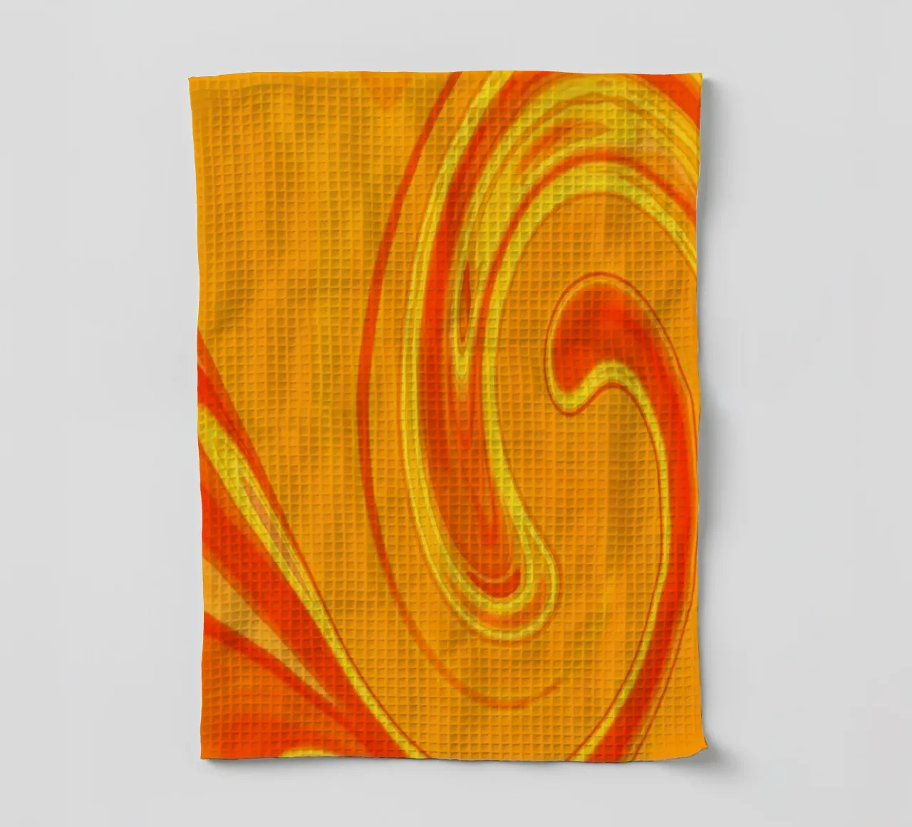 Abstract dynamic pattern in yellow, orange and red. tea towel by Something for you