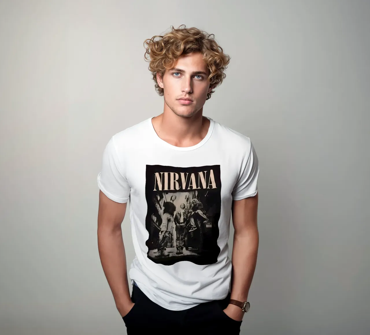 Nirvana monocromatico t-shirt da vintage singer