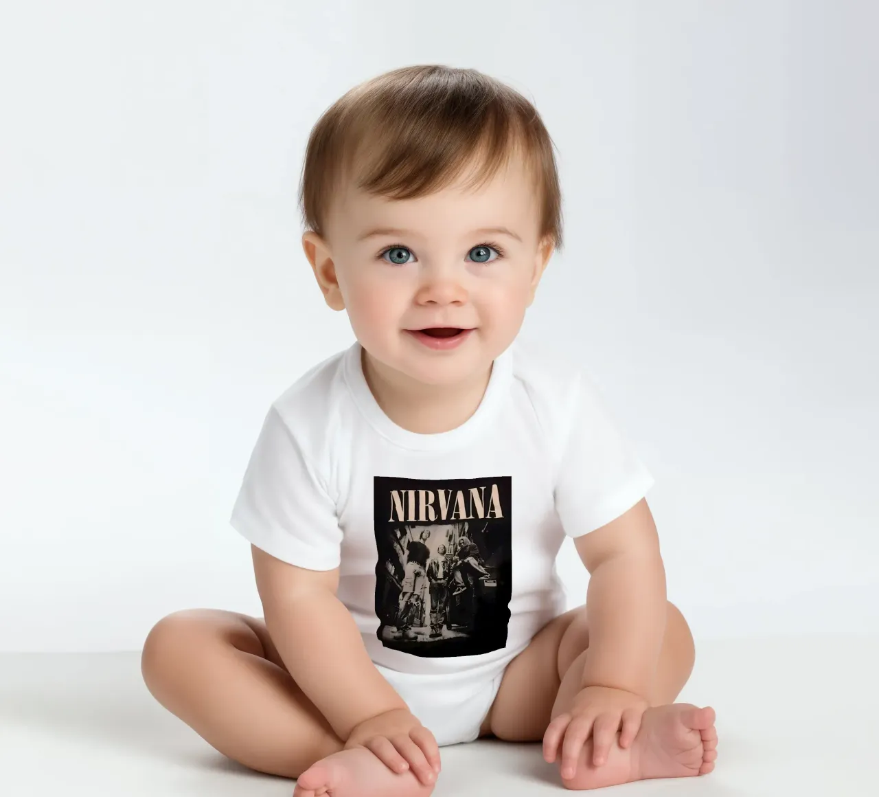 Nirvana monocromatico body neonato maniche corte da vintage singer