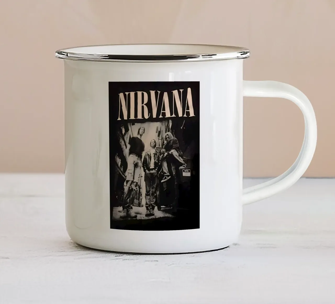 Nirvana monocromatico tazza in smalto da vintage singer
