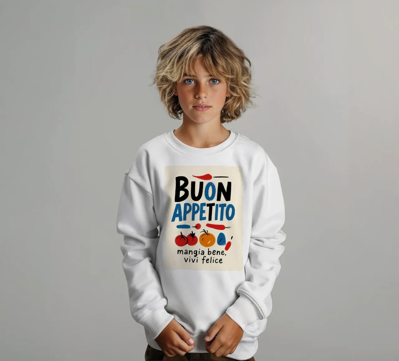 Buon Appetito – mangia bene, vivi felice felpa bambino da DaarbyN