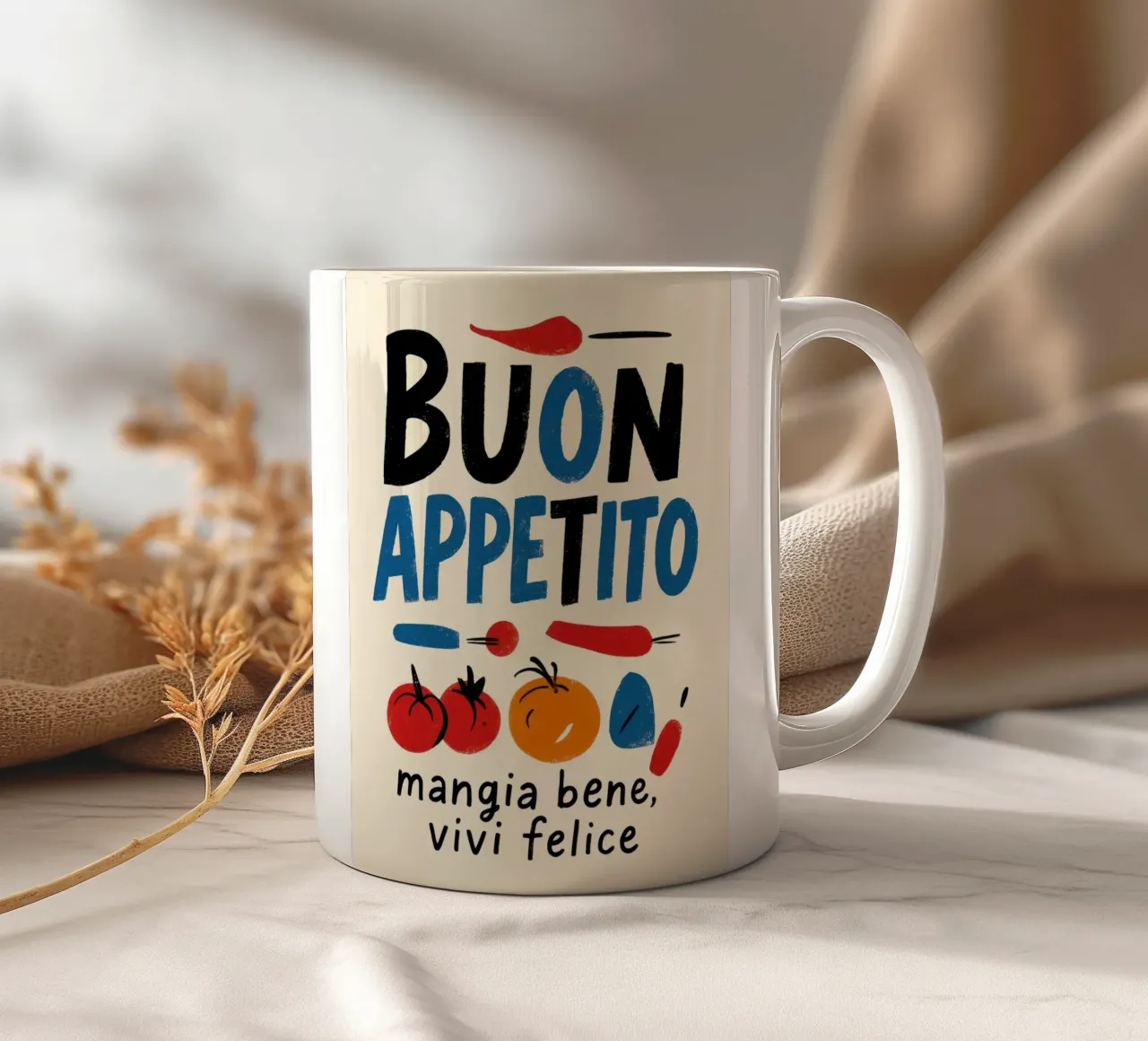 Buon Appetito – mangia bene, vivi felice tazza in ceramica da DaarbyN