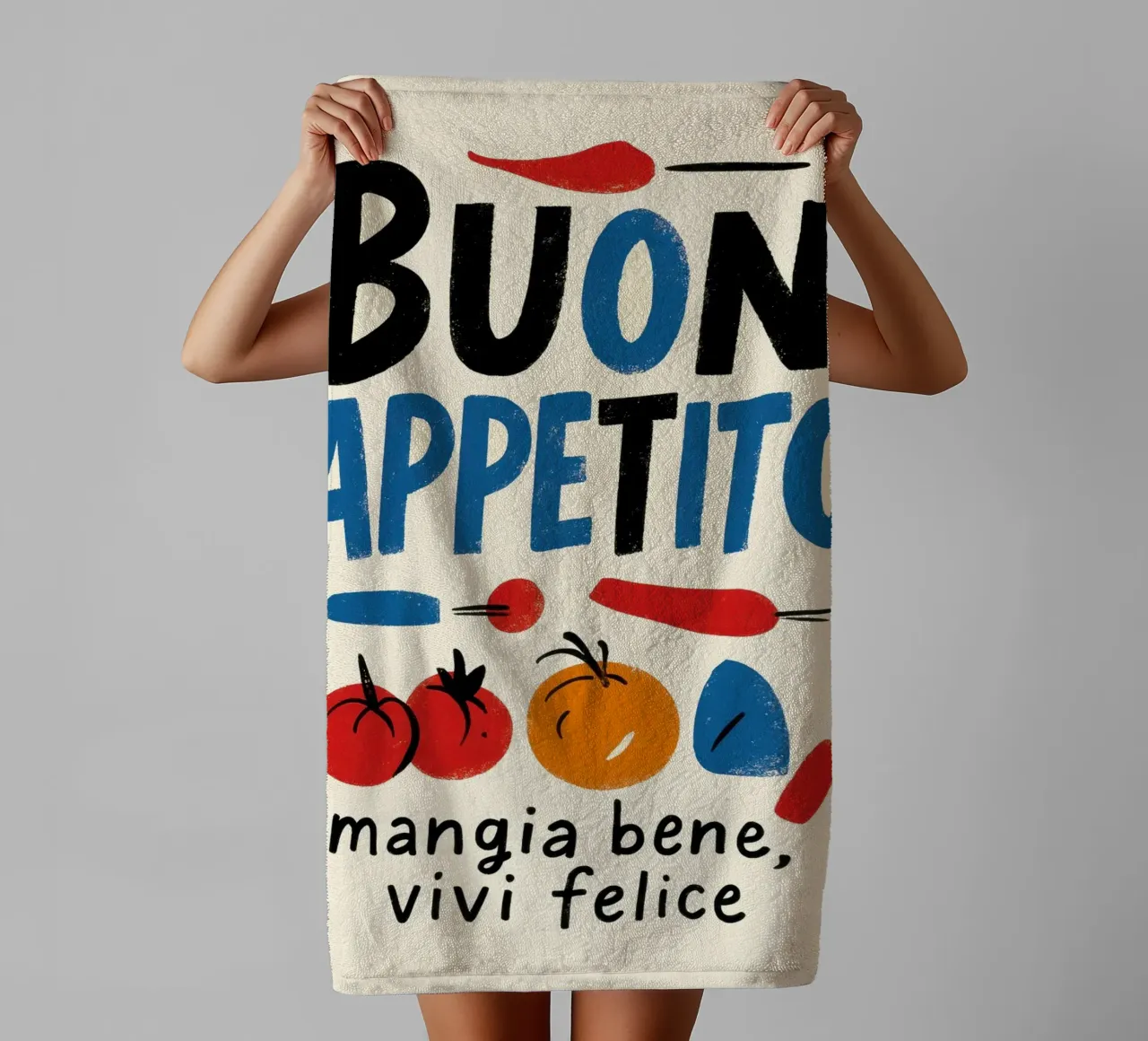 Buon Appetito – mangia bene, vivi felice asciugamano da bagno da DaarbyN