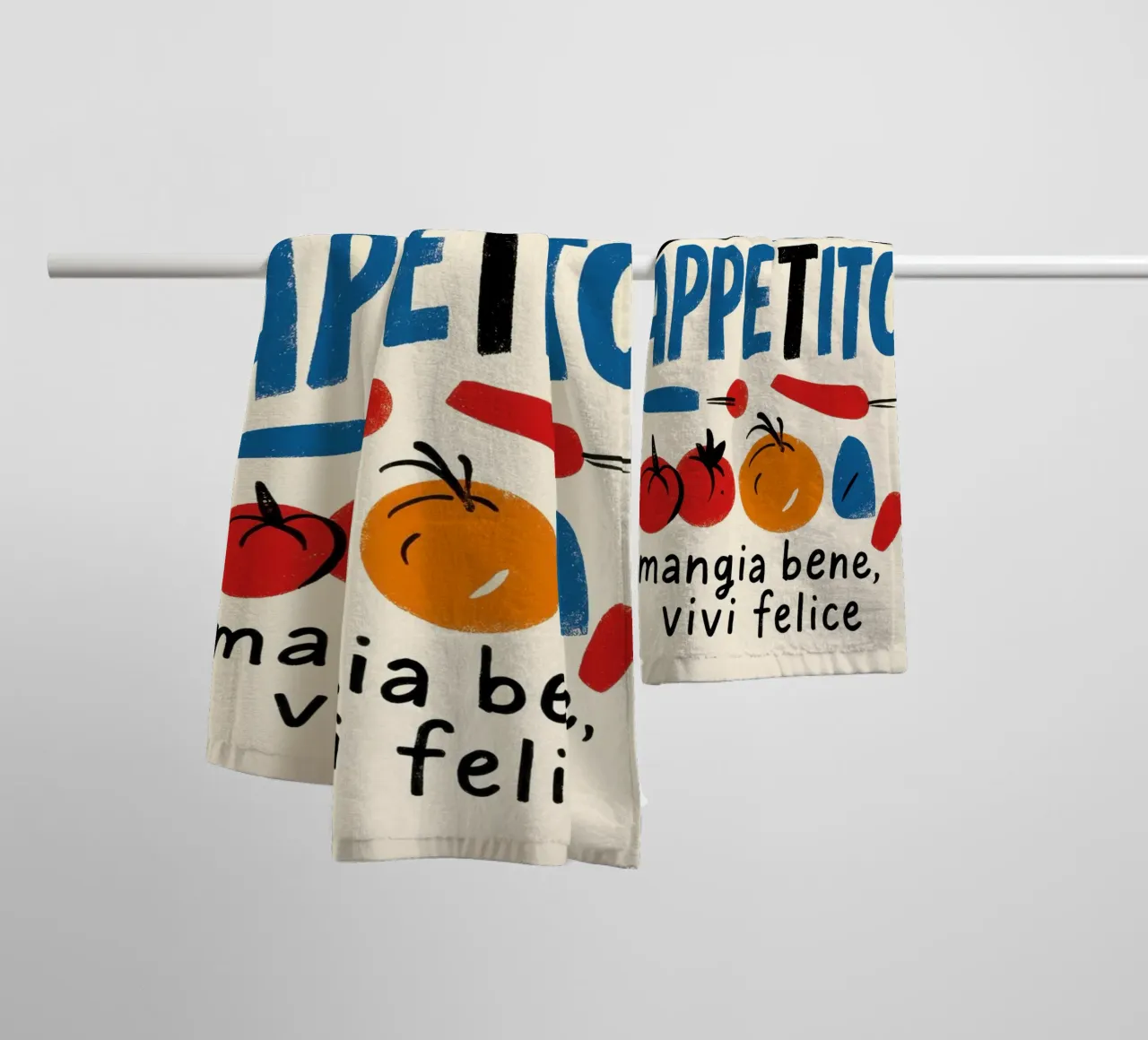 Buon Appetito – mangia bene, vivi felice asciugamano da bagno da DaarbyN