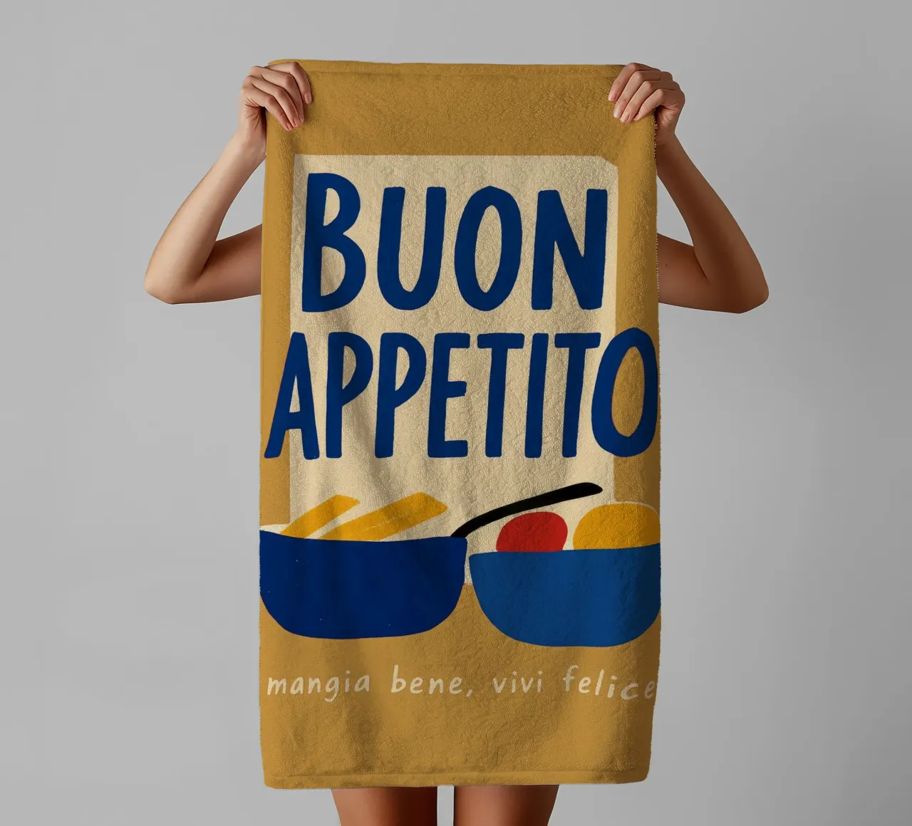 Buon Appetito – mangia bene, vivi felice asciugamano da bagno da DaarbyN